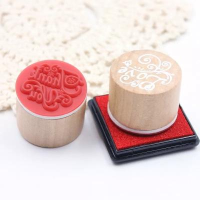 China Children's Toy Wooden Stamp Set Friendly Children Customized Wooden Stamp Toy Rubber For Children Blocks Handle for sale