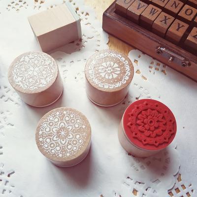 China Kids DIY Custom Stamps Crafts Card Making Stamps 6pcs Set Wooden Mounted Rubber Stamps For Kids Handles Card Making Stamps Set Custom for sale