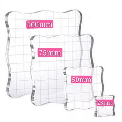 China Office 4 PCS Acrylic Stamp Blocks with Grid Lines, Essential Stamping Tools for Scrapbooking Card Making for sale