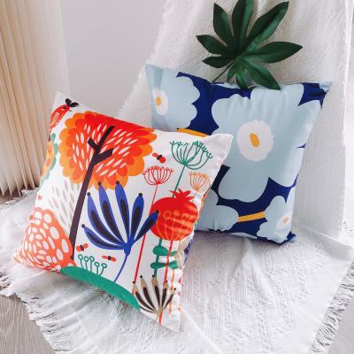 China Hot Selling Fashion Folded Printing Back Cushion Thick Dutch Cushion Pillow Sofa Velvet Lumbar Pillow for sale