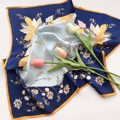 China Silk scarf 2020 new style home/travel/office female vines flower focus sketch 90 square scarf cover scarf wholesale customization for sale