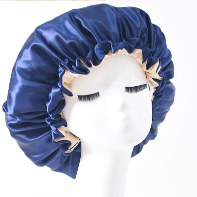 China Wholesale Designer Silk Haircaps Ladies Double Layer Fashion Satin Hair Elastic Hair Caps for sale