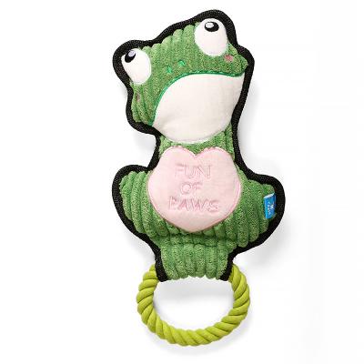 China Direct Selling Viable Manufactured Frog Toy Interactive Chew Dog Plush Handle Animals Toys Soft Pet Toy for sale