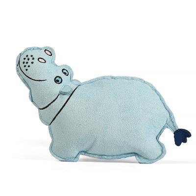 China Custom Viable Hippo Promotional Design Stuffed Plush Puzzle Pet Cat Dog Chew Plush Pet Toys for sale