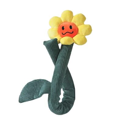 China Viable Hot Sale And High Quality Cute Design Stick Flower Funny Cute Sunflower Plush Toys For Pets for sale