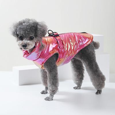 China New Products Sustainable Warm 100% Cotton Luxury Shinny Pink Warm Dog Down Jackets Winter Pet Clothes for sale