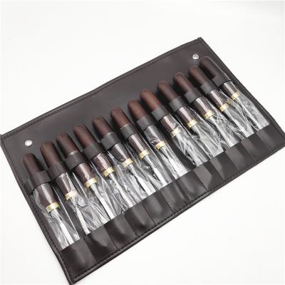 China SEABO 12pcs Woodworking Woodworking Carving Chisel Tool Kit With Leather Bag for sale