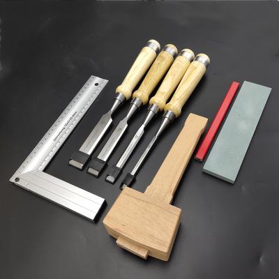 China Carving SEABO DIY Tool Chrome Vanadium Steel Wood Flat Chisel Set With Hardwood Handles for sale