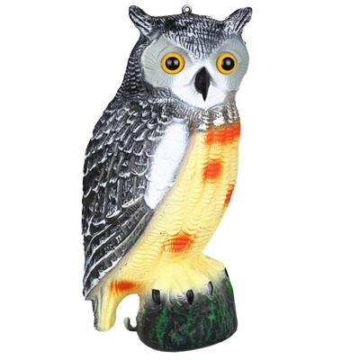 China Owl Prowler Decoy Pest Control Scarecrow Outdoor Yard Hunting Rotating Head Movement Protection Realistic Bird Scarer Noise Repellent for sale