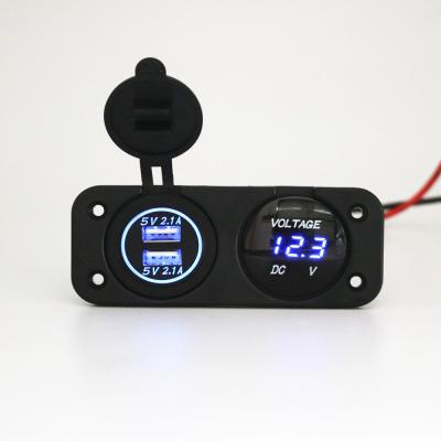 China ABS Plastic Panel Universal DC 12V 24V LED Digital Display 12V USB Voltmeter Voltmeter Marine Motorcycle Truck RV ATV Yujie Car Boat for sale