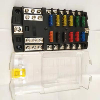 China Connctor Car Boat Boat Fuse Box Terminal Holder with 12 Way Blade Fuse Holder Block and Indicator 12V 36V Power Warning Panel for sale