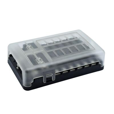 China Automotive 12 Way Terminal Waterproof Car Voltage 12v Ouch Connctor Fuse Block Box With LED Indicator Cover for sale