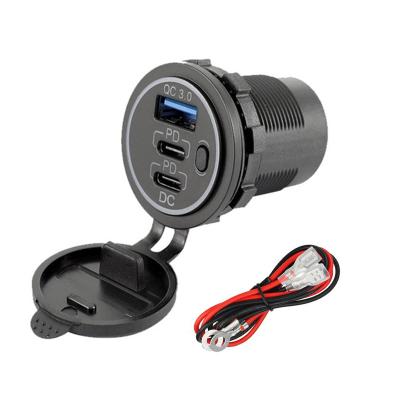 China For Motorcycle 3 Port QC3.0 USB Charger With Touch Switch for sale