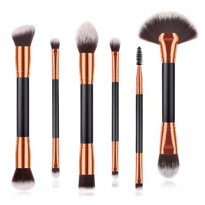 China 6 Pcs Wooden Fine Double Handle Skin-Friendly Cosmetic Makeup Brush Set for sale