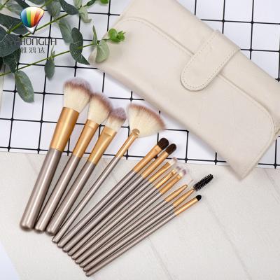 China Angular Blush Wholesale 12 PCs Logo Makeup Brush Sets Manufacturer Custom Made Portable Natural for sale