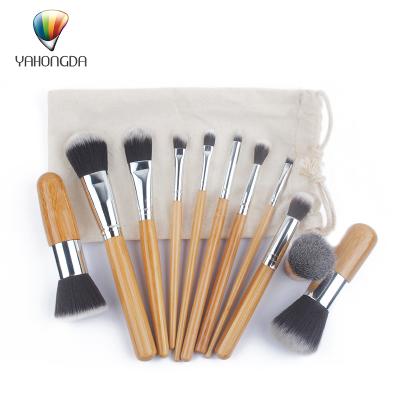 China Angular Blush Wholesalers Custom Logo Make Up Brushes 11 Pcs Professional Makeup Brush Private Label Set With Bag for sale