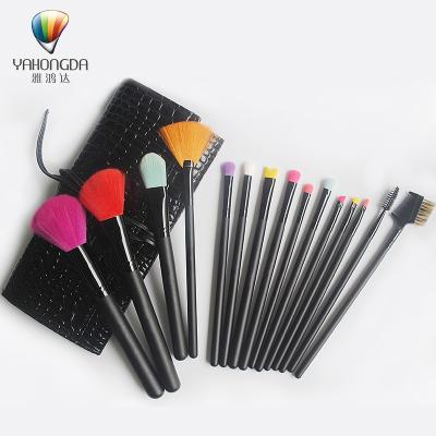 China 15 Pieces Fashionable Skin-Friendly Portable Cosmetic Brush With Pocket for sale