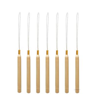 China Wooden Handle Crochet Hook Micro Rings Needle Hair Tools For Crochet Hair Wigs Hair Accessories B0077 for sale