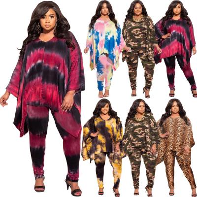 China BM228 Hot Sale Fashionable Tie Dye Spring Breathable Sets Women Plus Size Plus Size Sets Plus Size Sets for sale