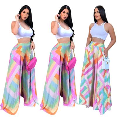 China 2022 New Arrival SN390292 Summer Women's Colorful Loose Trousers Pants High Waist Casual Wide Length Pockets QUICK DRY for sale