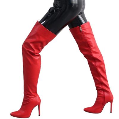 China YDA085A1 European American Hot Selling Deodorization Color Led Tall Stiletto Thigh Leather Boots Women Boots for sale