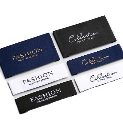 Cina Custom Clothing Logo Tags Washable Design Private Dress Woven Tags Eco Friendly Woven Labels Neck Label in vendita