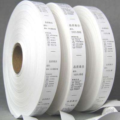 China Custom Printed Factory Direct Supply Logo Clothing Satin Care Labels Washable Labels White Washing Instruction for sale