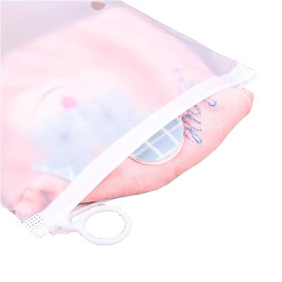 China Disposable Biodegradable Plastic Bag Clear / Frosted Clothing Zipper Bag With Own Logo for sale