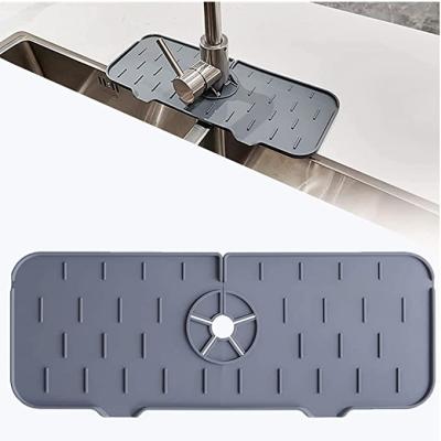 China Kitchen Sink Mat Pad Behind Faucet For Kitchen Sink Water Splash Guard Sustainable Mat Silicone Faucet Splash Guard Absorbent Drying for sale