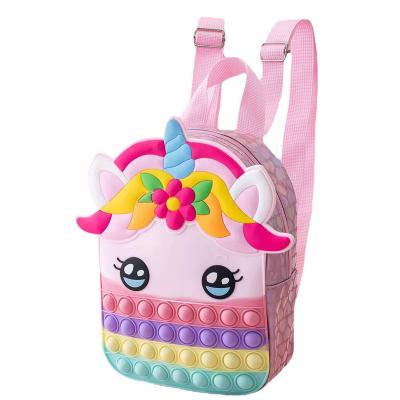 China Relieve Stress Anti-Anxiety Little Girls Cute Butterfly Noise Purse Cross - Body Shoulder Bag Wiggle Toy Push Bubble Pop Itting Sensory Messenger Bags Silicone for sale