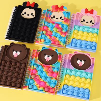 China Pop It A6 Notebook 2022 New Stirring Noise Person Notebook Trigger Plays A6 Size Silicone Rainbow Noise Itting Notebooks For Kids for sale