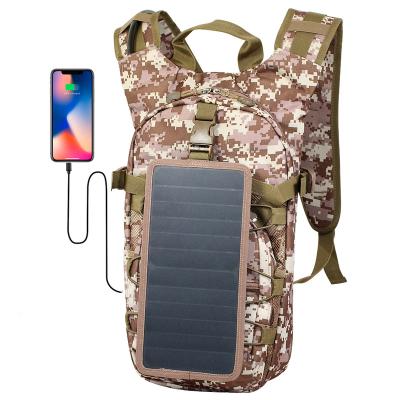 China With USB Military Print Camouflage Removable 5V USB Output 1L Hydration Bladder 7 Watt Solar Panel Solar Powered Backpacks for sale