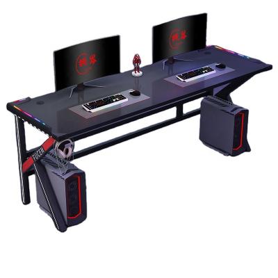 China Black environmental protection material black environmental protection material gaming desk home fashion K type foldable PC gaming table desktop PC for sale