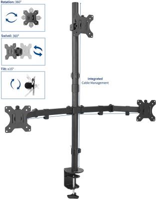 China (Size) 13-32 Inch LCD Monitor Screen Triple Mount Arm Adjustable With Pole C-Clamp Easy Assemble For 10-80 Mm Table Top for sale