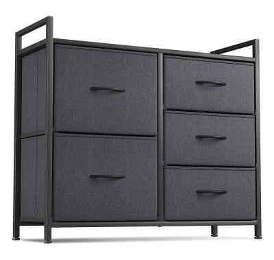 China Foldable Dresser Storage Organizer, 5 Drawer Dresser Tower Unit for Bedroom Hallway Entryway Cabinets, Black Gray for sale