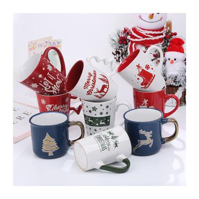 China Viable Creative Cute Snowman Santa Claus Ceramic Cartoon Cups, Best Christmas Gifts Mugs in Color Luster and Metal Handle, Support OEM for sale