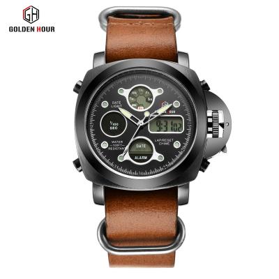 Chine GOLDENHOUR men quartz smart watch water resistant sport date week leather wristwatch à vendre