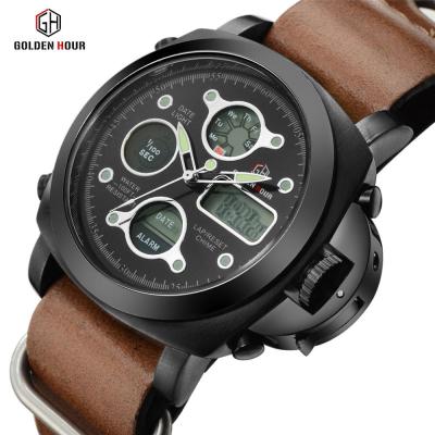 Chine GOLDENHOUR brown quartz fashion smart watch water resistant luxury wristwatch sport watches for men à vendre