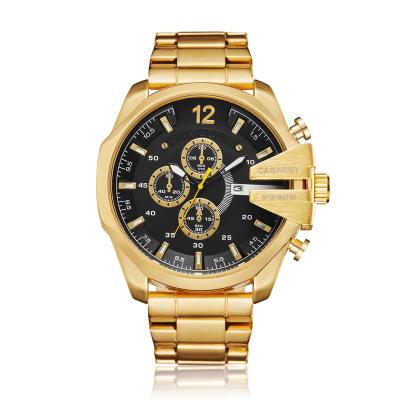 China Cagarny Hot Fashion Fine Quartz Watch Men Business Watches Stainless Steel Gold Watch 6839 for sale