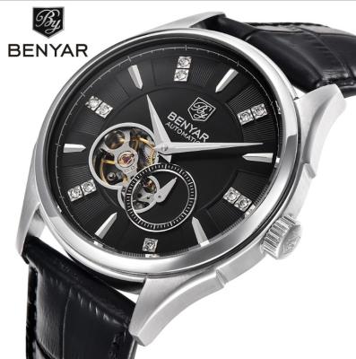 China BENYAR Luxury top brand watches genuine leather strap Men japan movement automatic Watches for sale