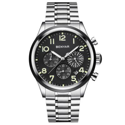 Chine Benyar Men Watch Sport Waterproof Chronograph Men Steel Wrist Watch Men Clock Male hodinky erkek kol saati à vendre