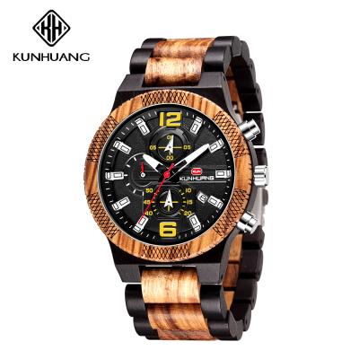 Chine Men's Chronograph Military Wooden Watch Top Brand Luxury à vendre