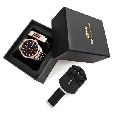 China Fashion Luxury waterproof rose gold men's set watch for gift with free box packing male quartz watches for sale