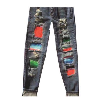 China New Design Breathable High Quality Black Little Boy Slim Jeans With Rooster Print for sale