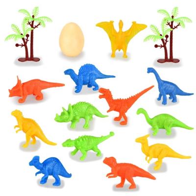 China Plastic Children Play Mini Plastic Dinosaur Model Toys Set with Eggs and Trees for sale