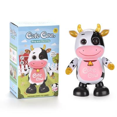 China Dancing Cow Carryover Dance and Cute Cow Plastic Toy Animal With Light Singing and Music for sale