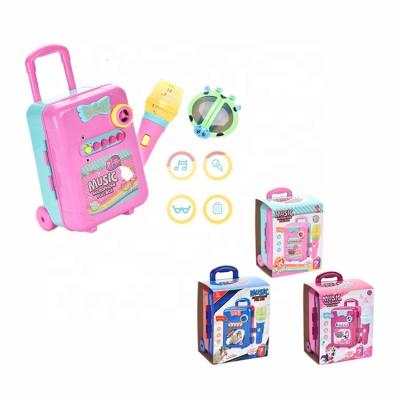 China Battery Operated Toy 2 in 1 Multifunctional Plastic Musical Karaoke Microphone in Storage Suitcase Pretend Game Toy for sale