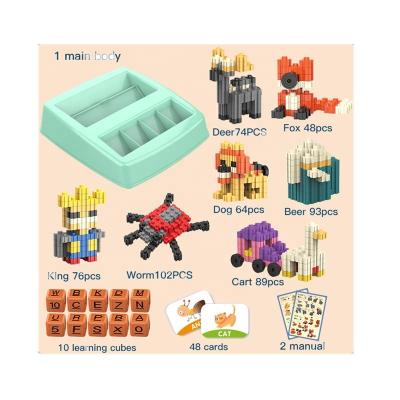 China DIY TOY Kids Early Educational Matching Game Box Plastic Building Blocks and Cards Play Learning Toys for sale