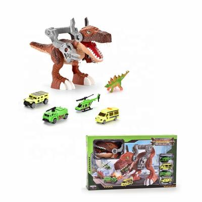 China Toy Plastic Assemble Educational Walking Dinosaur in the City with Small Cars and Flat Toy Set for sale