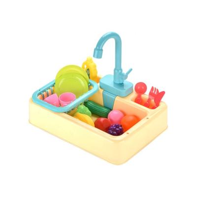 China Plastic Plastic Electric Sink Toy With Faucet Recirculating Water Washing Kitchen Pretend Play Toys for sale